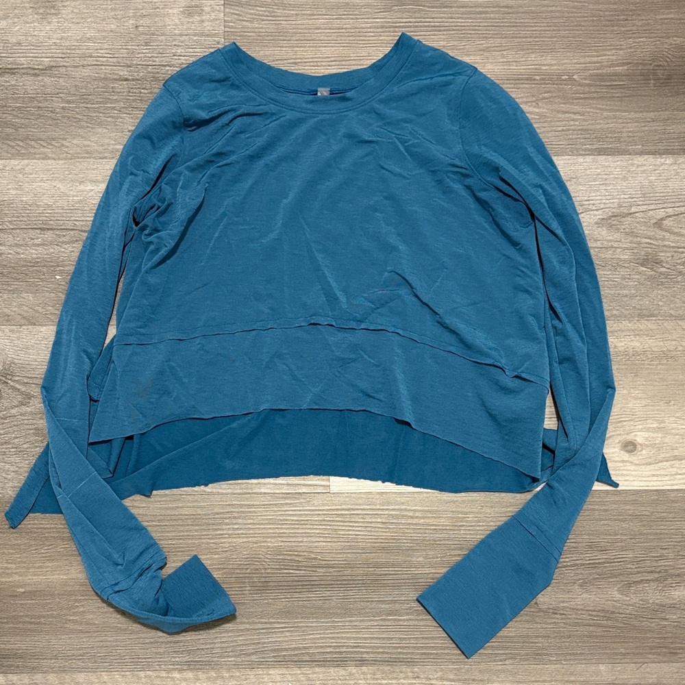 Free People Teal Long Sleeve Top